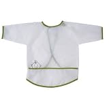 SugarBooger Peek-a-Boo Activity Bib Kiwi Green. Waterproof Bib with Sleeves.