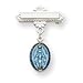 Sterling Silver Oval Blue Enameled Miraculous Medal Pin