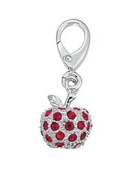 Genuine Zable (TM) Product. 925 Sterling Silver Red CZ Apple Clip-on Bead Charm. 100% Satisfaction Guaranteed.