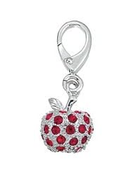 Genuine Zable (TM) Product. 925 Sterling Silver Red CZ Apple Clip-on Bead Charm. 100% Satisfaction Guaranteed.