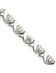 Sterling Silver Diamond Xs and Hearts Bracelet