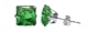 Nickel Free 3mm Princes Cut Emerald Cubic Zirconia .925 Sterling Silver Post Stud Earrings