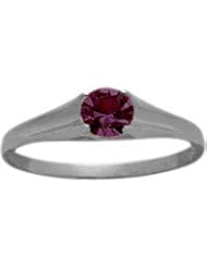 14 Karat White Gold Genuine Rhodolite June Baby Gemstone Ring