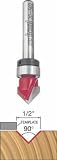 Freud 20-502 1/2-Inch Diameter 90-Degree Top Bearing V-Grooving Router Bit with 1/4-Inch Shank