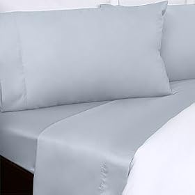 Solid Blue 300 Thread Count Olympic Queen size Sheet Set 100 % Egyptian Cotton 4pc Bed Sheet set (Deep Pocket)