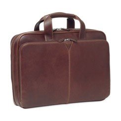 Johnston & Murphy J&M Collection Leather Slimline Laptop Case 17 Dark Mahogany Waxhide