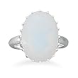 Oval Glass Silver Ring