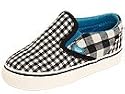 Vans Kids Classic Slip-On (Infant/Toddler) | Kids Shoes (Gingham) Black/Antique White/Enamel Blue
