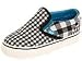 Vans Kids Classic Slip-On (Infant/Toddler) | Kids Shoes (Gingham) Black/Antique White/Enamel Blue
