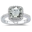 0.29 Ct Diamond & 3.47 Cts Green Quartz Ring in 14K White Gold