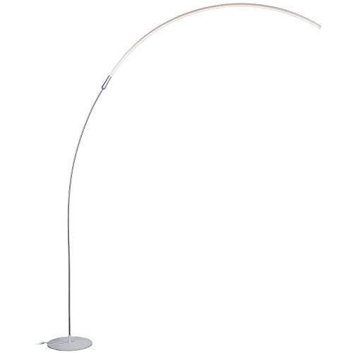 Brightech - Sparq LED Arc Floor Lamp - Curved, Contemporary Minimalist Lighting Design - Warm White Light - Silver