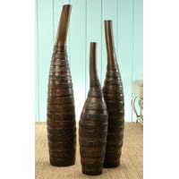 Cruzan Palm Large Decorative Wooden Floor Bottles- Rustic Dcor by Kathy Kuo Designs