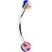 Blue Yellow Multi Color Marble Eyebrow Ring