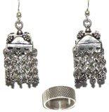 Antique Set Sterling Silver Jewelry - Earring and Ring Set