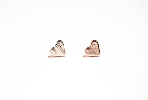 Heart Shaped Stud Earrings for Women Rose Gold Plated