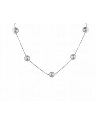 Sterling silver 9-10mm grey freshwater cultured pearl station necklace, 17"