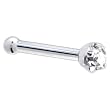 Solid 14KT White Gold 2mm Clear Cubic Zirconia Nose Bone - 18 Gauge