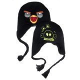 Angry Birds - Unisex-Adult- Black Bird Big Face Peruvian Knit Hat Black