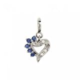 14K White Gold Heart Pendant Sapphire Diamond Gemstones