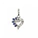 New Sapphire Diamond 14K White Gold Heart Pendant/Charm