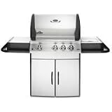 Napoleon Mirage Series M485SBNSS 64 Freestanding Gas Grill with 675 sq. in. Cooking Surface, 59000 Total BTU, 3 Bottom Burners, Side Burner, Jet-Fire Ignition System and i-Glow Knobs: Natural Gas