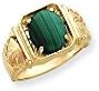10k Tri-color Black Hills Gold Mens Malachite Ring, Size 11, Jewelry Rings For Men