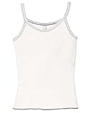 2425 - Medium - White/black 6 oz Cotton 2x1 Rib Tank Top with Contrast Scallop Stitching