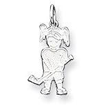 Sterling Silver Hockey - Girl Charm