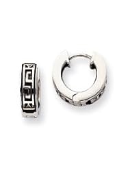 Sterling Silver Greek Key Hoop Earrings QE641"
