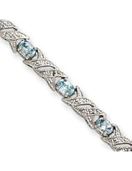 Sterling Silver Blue Topaz and Diamond Bracelet