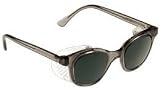 GREEN SHADE #2.0 GLASS WORKING SPECTACLES IN ECONOMY PLASTIC SAFETY FRAME WITH PERMANENT SIDE SHIELDS ? 50MM EYE SIZE.