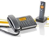 Audioline Splash 380 Combo - Mobiltelefonbasisstation mit Schnurtelefon, Anrufbeantworter + mit Anruferkennung - DECTGAP, 593381