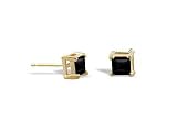 14K Yellow Gold Genuine Square Black Onyx Stud Earrings