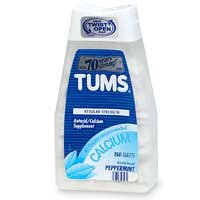 Tums Antacid/Calcium Supplement Chewable Tablets, Peppermint, 150-Count Bottles (Pack of 4)