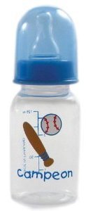 4-ounce BPA Free Medium Flow Printed Spanish Baby Bottle, Blue