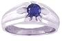 0.40Ct. 14K. White Gold Round Blue Sapphire Men's Ring