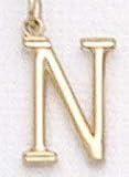14kt Solid Yellow Gold Initial N Charm - LET100N