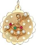 Ballerina on Star Disc, 14K Gold Charm