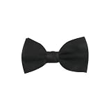 Mens Solid Black Pretied Satin Bowtie Bow Tie