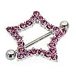 Stainless Steel Shields Nipple Ring with Pink CZ - Sold Individually