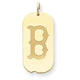 14K Boston Red Sox B On Lg Dog Tag Charm