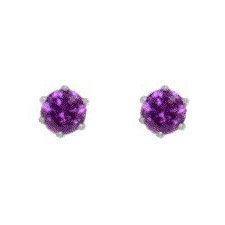 Sterling Silver Baby 3mm Round 6 Prong Prong Basket Set Amethyst Color CZ... by SkyeSterling