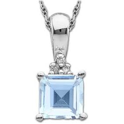 Aquamarine Pendant Set in 14k White Gold<br>with Diamond Accents by Ultra Diamonds