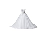 Plus Size Strapless Sweetheart Lace-Up Beaded Tulle   Ball Gown Wedding Dress 