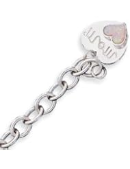 Sterling Silver Created Opal Mom Bracelet - 7 Inch