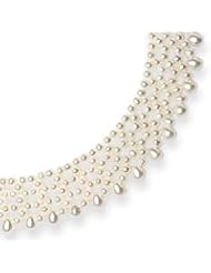 Sterling Silver 3-6mm Freshwater Cultured White Pearl Bib Necklace - 17 Inch