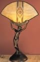 Flat Glass Fan W/Image Deco Fan Lady