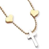 Fine Pewter Gods Kids Cross and 16-inch Heart Chain