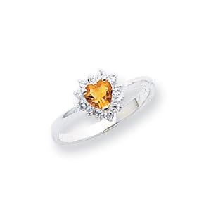 Buy Sterling Silver Citrine Ring - Size 6 by JewelryWeb