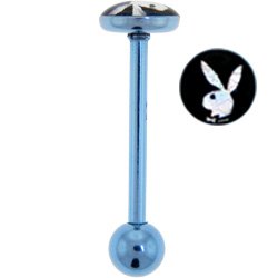 Playboy Baby Blue TITANIUM Silver RABBIT HEAD FOIL Barbell